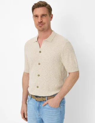 Brax Herren Strickpolo Style JIMMY beach, Beige, Gr. XXXL