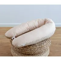 Loolay Seitenschläferkissen BEIGE Baumwolle/ MINKY Schwangerschaftskissen Stillkissen M/L o. L/XL, WEICH oder EPS Kügelchen Füllung, 170 oder 190 cm SIZE-Standard, Stillkissen + Kissenbezug abnehmbar mit Reißverschluss!, LOOLAY® 100% Europäische Stof