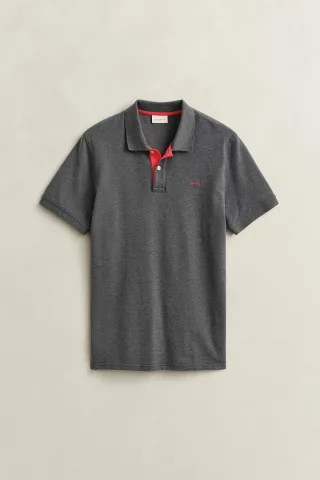 GANT - Kontrast Piqué Poloshirt antracit melange - Gr. - XXL