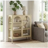 en.casa Standvitrine »Klippestad« mit 2 Türen Stahl 95 x 80 x 35 cm Kamelfarben