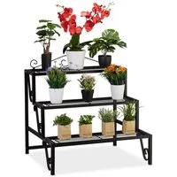 relaxdays Blumenständer Blumentreppe aus Metall 3 Stufen