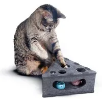 Canadian Cat Company Tier-Aktivitätsspiel Filzspielzeug "Käsekästchen" Dreieck, Katzenspielzeug Selbstbeschäftigung, interaktives Spielzeug für Katzen