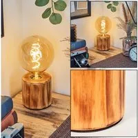 hofstein Tischleuchte Tischlampe aus Holz in Naturfarben, mit Schalter am Kabel, ohne Leuchtmittel, moderne Leuchte im skandinavischen/Boho-Design, Höhe 10 cm, E27