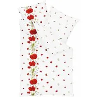JACK Bettwäsche 135x200cm Red Poppy Mohnblumen, Renforcé, 2 teilig, frisches und dezentes Mohnblumendesign, Reißverschluss