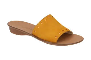 Paul Green 7550-036 Damen Pantoletten Gelb Curry Orange Metallic Rauhleder Ke...
