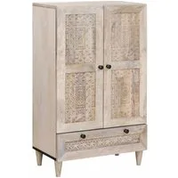 vidaXL Highboard, Hochboard mit Regal Weiß 60 x 33 x 100 cm massives Mangoholz