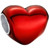 Pandora Charm-Einhänger Charm Damen Rotes Metallic-Herz Sterling-Silber 793337C02