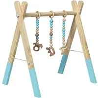 COSTWAY Baby Gym Spielbogen, mit 3 Kinderspielzeugen, klappbar, aus Holz