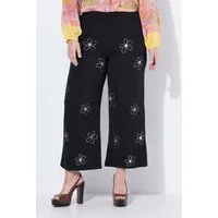 MIAMODA Funktionshose Culotte weites gerades Bein Musselin Silber-Blüten