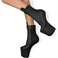 EIS EIS Damenschuhe, Pony High Heel Stiefelette, freischwebende Ferse T-Strap-Zehentrenner freischwebende Ferse, verführerisches Plateau