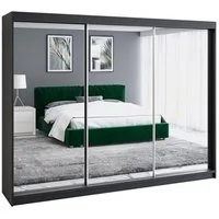 A&J MöbelLand GmbH Schiebetürenschrank ULMA 200 cm 3-türig Schrank 4 Schubladen 3 Spiegel (TOP ANGEBOT! Geräumiger Schrank mit einer Breite von 200 cm und Spiegel, ideal zur Aufbewahrung von Kleidung und Accessoires. 4 Schubladen und viel Stauraum. T