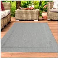 TeppichHome24 Outdoorteppich Sisalteppich indoor & outdoor mit Bordüre in grau, Rechteckig