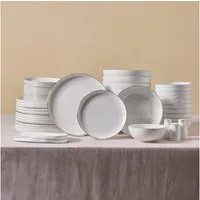 Karaca Geschirr-Set Streamline Favaro Geschirrset 53-tlg. 12 Personen, Weiß, Bone China