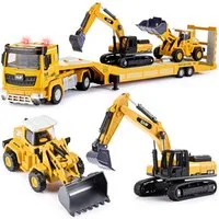 Wootoy Spielzeug-Baumaschine Spielzeugfahrzeuge Baustellenfahrzeuge Set Bagger Bulldozer Sattelzug, (mit Licht- und Soundeffekte sorgen für ein interaktives Spielerlebnis, 3-tlg., Bewegliche Funktionen ermöglichen Baustellen- und Rollenspiele), Ideal