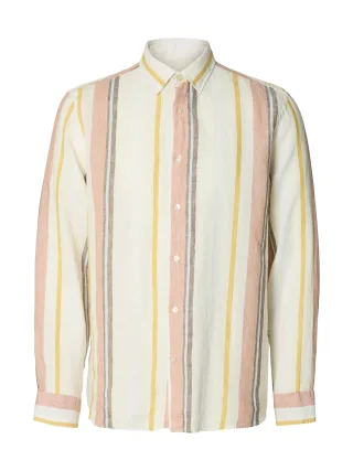 SELECTED MEN - SLHREGKYLIAN LINEN LS SHIRT White - Gr. - S