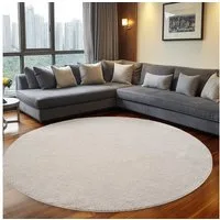 Teppium Teppich Unicolor - Einfarbig, Rechteckig, Höhe: 20 mm, Kurzflor Schlingen Teppich Creme Boucle-Loop Wohnzimmer Teppich