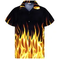 King Kameha Hawaiihemd "Flames" Funky Hawaii-Hemd Herren Kurzarm Front-Tasche Stylish