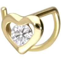 PIERCINGLINE Nasenpiercing 14/18 Karat Gold Nasenstecker Spirale MOISSANIT + HERZ (Nasenstecker, 1-tlg)