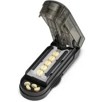 FOUORTUNATE-BEE Verteilerbox Tablettenteiler Edelstahl Pillenschneider für mehrere Tabletten, Pillenteiler mit einstellbaren Fächern Tablettenschneider Schwarz