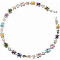 RAIKOU Collier Damen Zirkonia Schmuckset, Halskette /Armband, gold/silberfarben, Farbige Zirkonia-Steine