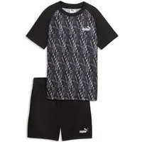 PUMA Jogginganzug TRAIN ALL DAY Essentials Bedrucktes T-Shirt und Shorts im Set