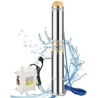Clanmacy Tiefbrunnenpumpe Brunnenpumpe mit 4000L/h Fördermenge Rohrpumpe Edelstahl Tauchpumpe (Sandverträglich Tauchdruckpumpe 3.4 bar max), 0.37kW/bis 4.000 l/h Fördermenge Edelstahl Brunnenpumpe