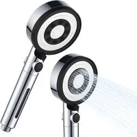 OKWISH Handbrause Duschkopf Sparduschkopf Regendusche Brausekopf Duschbrause, (nur Kopf ohne Schlauch, 1-tlg., Wassersparend Hochdruck Druckerhöhende), 5 Strahlarten mit Filter und One-Touch-Wasserstopp Stoppfunktion