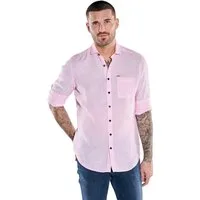 emilio adani Langarmhemd Herren Langarmhemd aus 100% Leinen, Rosa