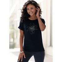 LASCANA T-Shirt mit appliziertem Blumen-Design aus hochwertiger Viskose-Qualität