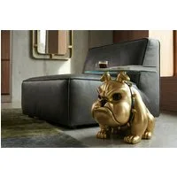 riess-ambiente Couchtisch BULLDOG 55cm gold - Polyresin, Glasplatte, Hunde-Skulptur, rund (Einzelartikel, 1-St), Extravaganter Beistelltisch - ideal für Wohn- und Esszimmer