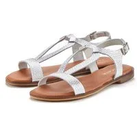 LASCANA Sommerschuh Sandale Sandalette, Sommerschuh aus hochwertigem Leder im Metallic-Look