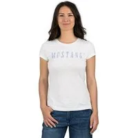 MUSTANG T-Shirt Damen Logo Printshirt Alexia C Logo Slim Fit (1-tlg) Basic Kurzarm Tee Shirt mit Rundhalsausschnitt aus 100% Baumwolle