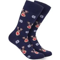 BRUBAKER Socken Weihnachtssocken für Damen und Herren (Rudolph, 1-Paar, 1 Paar) Festliche Weihnachtsmotive Rentiere - Baumwolle Socken Weihnachten