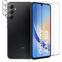 CoolGadget Schutzfolie Panzerfolie für Samsung Galaxy A34 5G, (Spar-Set 4in1, 2x Displayschutz, 2x Kameraschutz), Panzerglas Schutzfolie für Samsung Galaxy A34 5G Folie