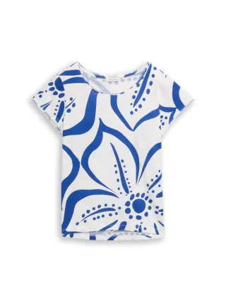 Tom Tailor - T-Shirt aus Baumwolle royal blue flower - Gr. - L