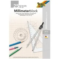 Folia Millimeterpapier, mit 1 mm-Raster-Lineatur, Format A4, 25 Blatt