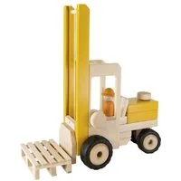 goki Spielzeug-Gabelstapler, Gelb, aus Holz, für Kinder ab 3 Jahren