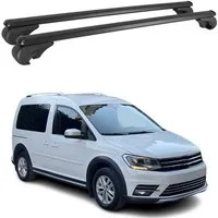 OMAC Dachträger für VW Caddy 2015-2025 Gepäckträger Grundträger Aluminium Schwarz 2x (2-St), Wasserbeständig,Abnehmbar,Multifunktional,Leichtgewichtig
