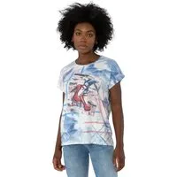 Gio Milano Kurzarmshirt G30-1618 High Heels Print und Srassapplikationen mit frechem High Heel Motiv und aufwendigem Strassbesatz