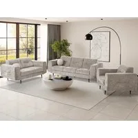 Beautysofa Polstergarnitur im modernen Stil auf hohen Metallbeinen VENEZIA, (Sessel + 2-Sitzer Sofa + 3-Sitzer Sofa im modernes Design), mit Metallbeine, Couchgarnituren aus Velours oder Chenille