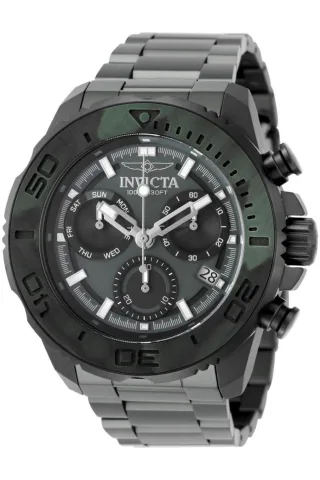 Invicta Carbon Hawk 51080 Herrenuhr - Quarzwerk - Edelstahl mit grünem Zifferblatt - 48 mm