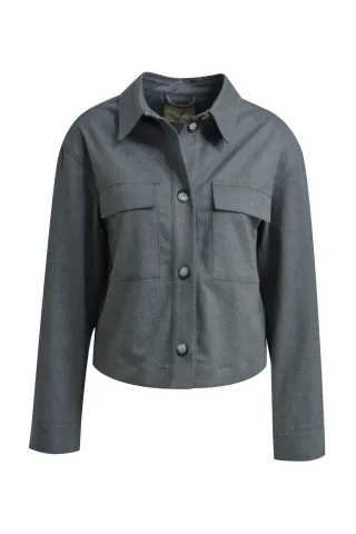 Smith&Soul - Flanell Cargo Jacket grey melange - Gr. - L