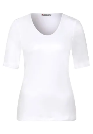 Street One - Basic T-Shirt mit blickdichter Front white - Gr. - 44