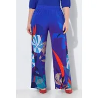 Ulla Popken Schlupfhose Slinky-Piqué-Hose Blüten weites Bein Elastikbund