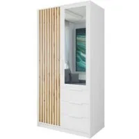 Compleo Kleiderschrank mit Lamellen, Breite 100 cm, Garderobe mit 3 Schubladen OLS