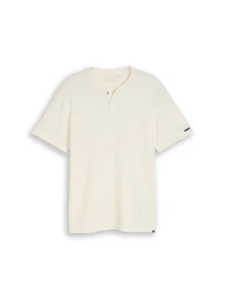 Tom Tailor - Henley T-Shirt mit Waffelstruktur gardenia white - Gr. - XL