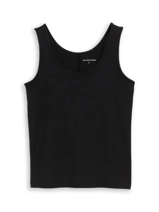Tom Tailor - Slim Fit Top mit Rundhalsausschnitt deep black - Gr. - XXL