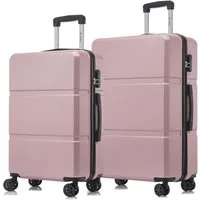 YONSLY Kofferset Reisekoffer Set Hartschale ABS, 4 Rollen, (Spar-Set, 2 tlg., Hartschalen Trolley Set), Wasserabweisend Stoßfest Robust