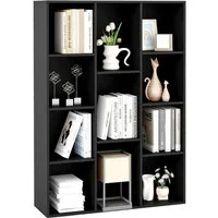 COSTWAY Bücherregal, mit 11 Fächern, bis 140 kg belastbar, 74x24x106cm
