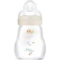 MAM Babyflasche Glasflasche Feel Good Matt, mit Skin Soft Anti-Kolik Silikon Weithals Trinksauger